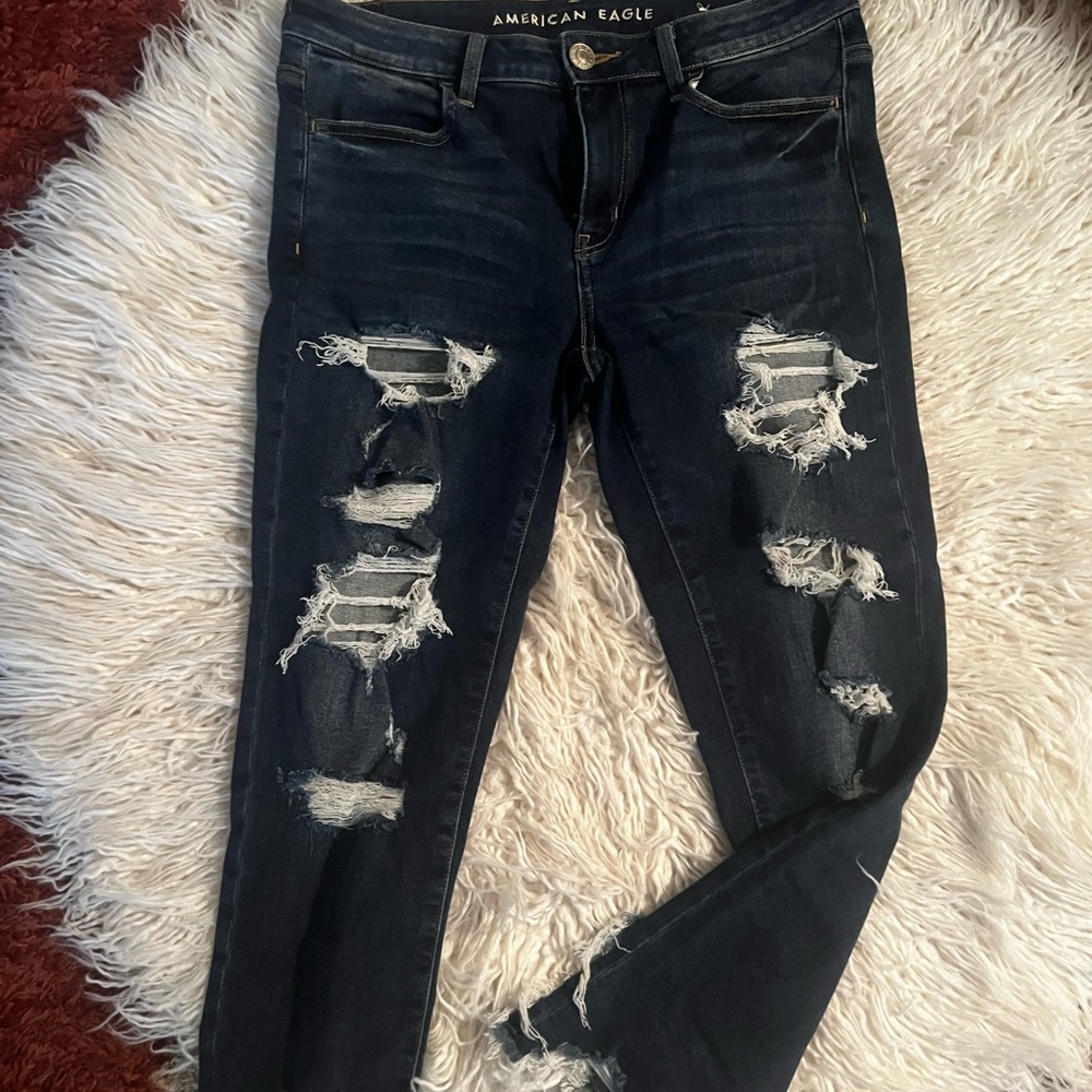 American Eagle Outfitters Black Distressed Skinny Jeans